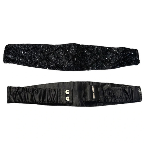 Dressy Black beaded M/L women’s cumberbund belt - Picture 1 of 6